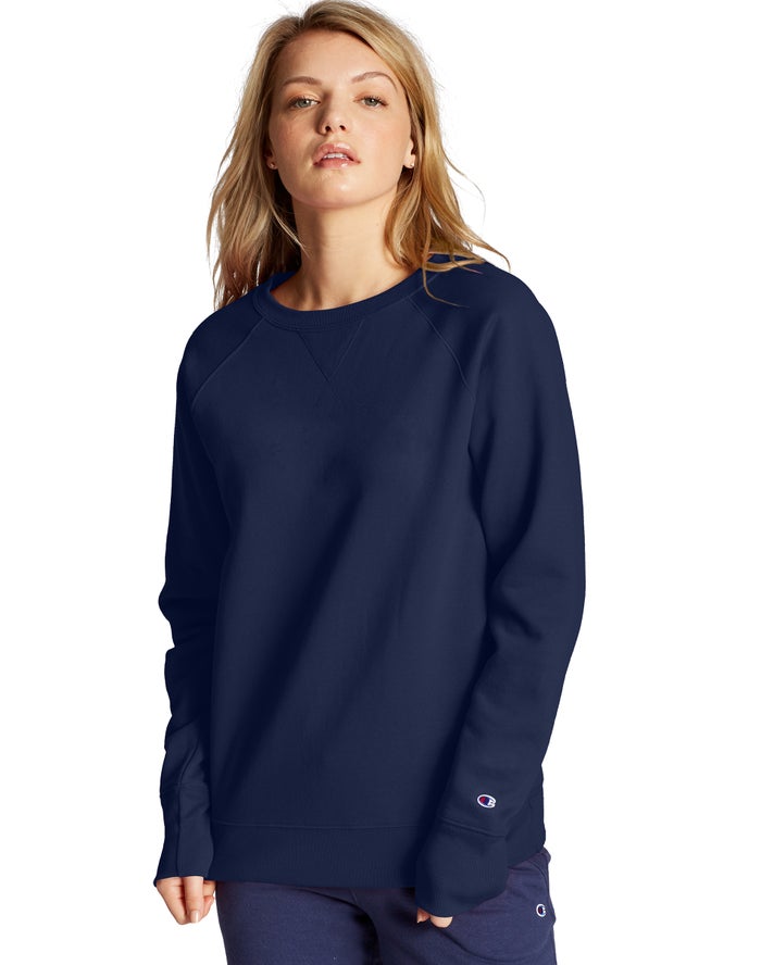 Champion Powerblend Fleece Classic Crew Kadın Sweatshirt Lacivert ( JQMLFV973 )